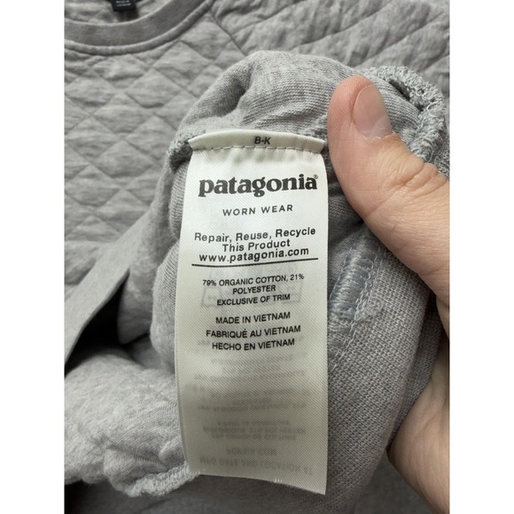 Patagonia Sweatshirt Womens Small Gray Organic Cotton Quilted Crew Pullover - Picture 6 of 8
